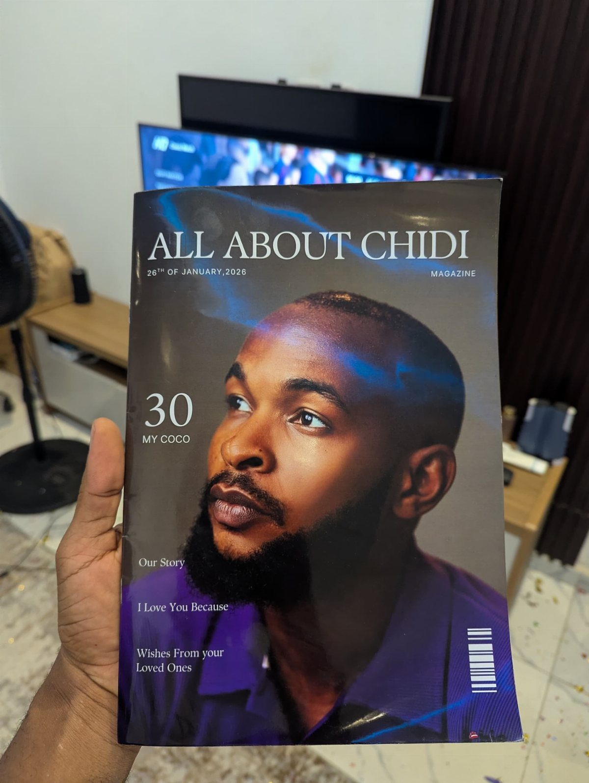Custom magazine cover featuring a portrait of a man for his 30th birthday.