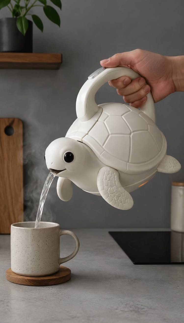 21 Cool Gifts for Adults: Practical Picks for 2026 7 White turtle-shaped tea kettle pouring hot water into a speckled white mug.