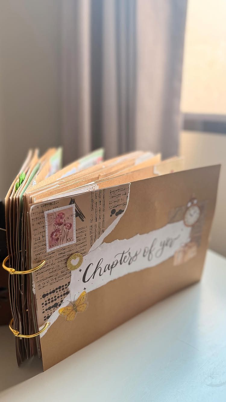 6 Gifts for Grandpa Who Has Everything: Personal Picks 5 Handmade scrapbook with brown cover and gold rings titled Chapters of you