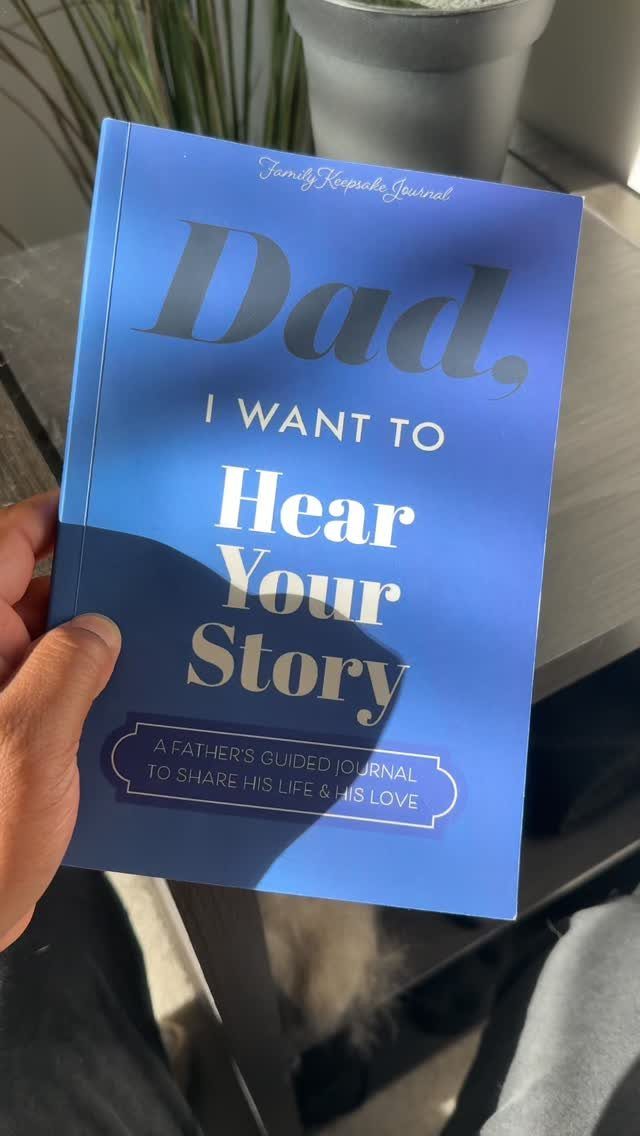 Blue guided journal for fathers titled Dad, I Want to Hear Your Story.