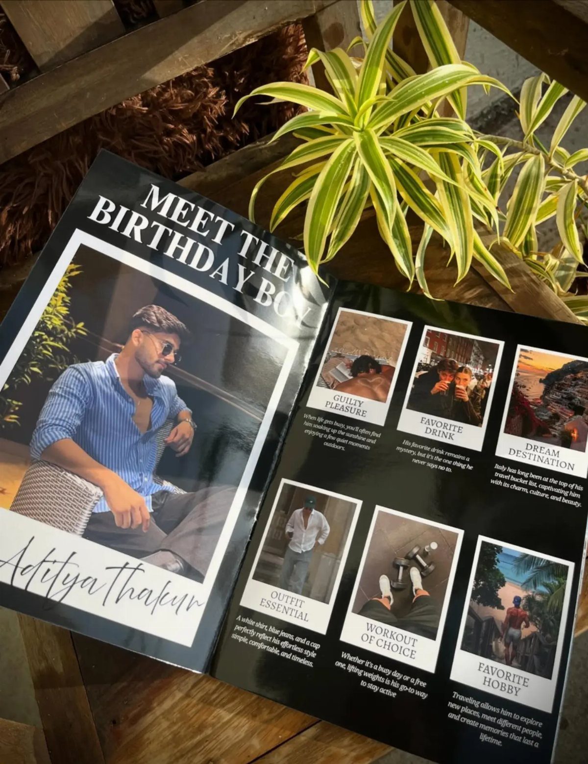 17 Personalized Gifts for Friends: Ideas for Every Budget 15 Open personalized photo book featuring a birthday boy with various themed photos and text.